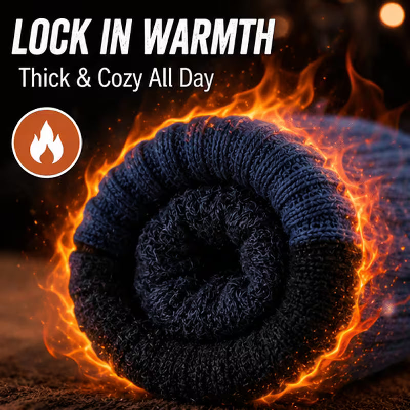 SkyWaves Men's Thick Fleece Crew Socks – Warm, Moisture-Absorbing, Mixed Colors