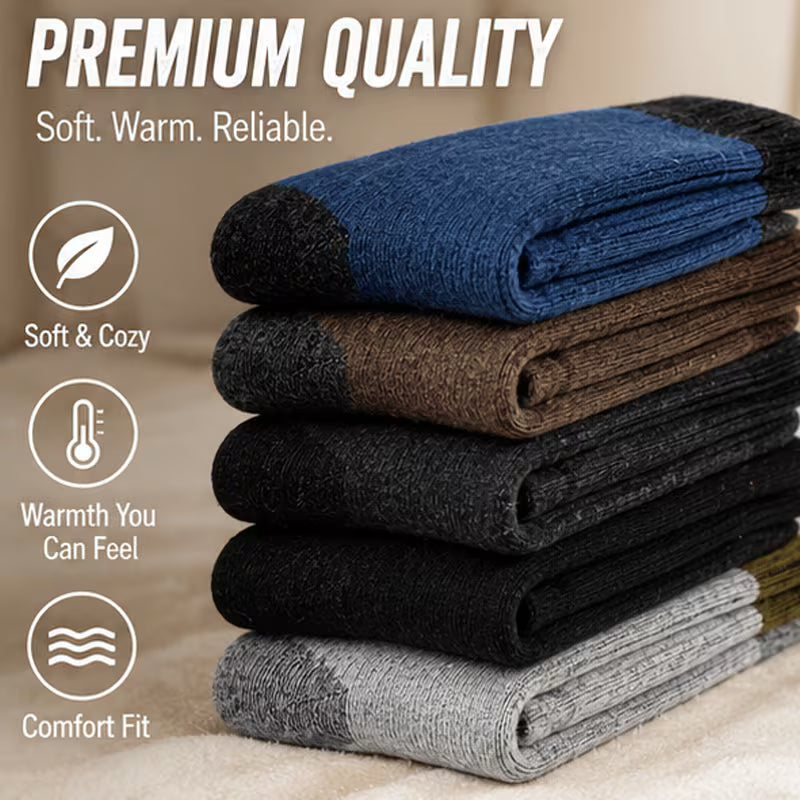 SkyWaves Men's Thick & Warm Fleece Winter Crew Socks – Moisture-Absorbing Durable Knit | 4-Pack