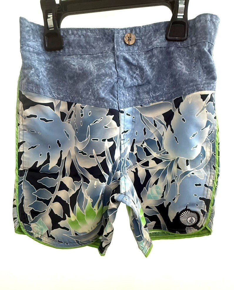 Boy swim short two piece set by Volcom for little kid in Navy Blue with logo. - SkyWaves