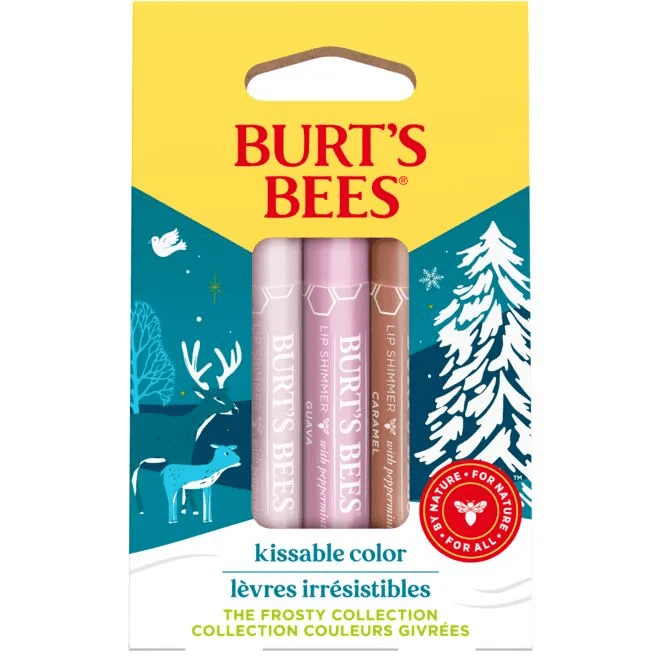 Beauty care - Burt's Bees Kissable Color Lip Shimmer, Moisturizing Lip Balm, Frosty Collection, 3 Tubes - SkyWaves