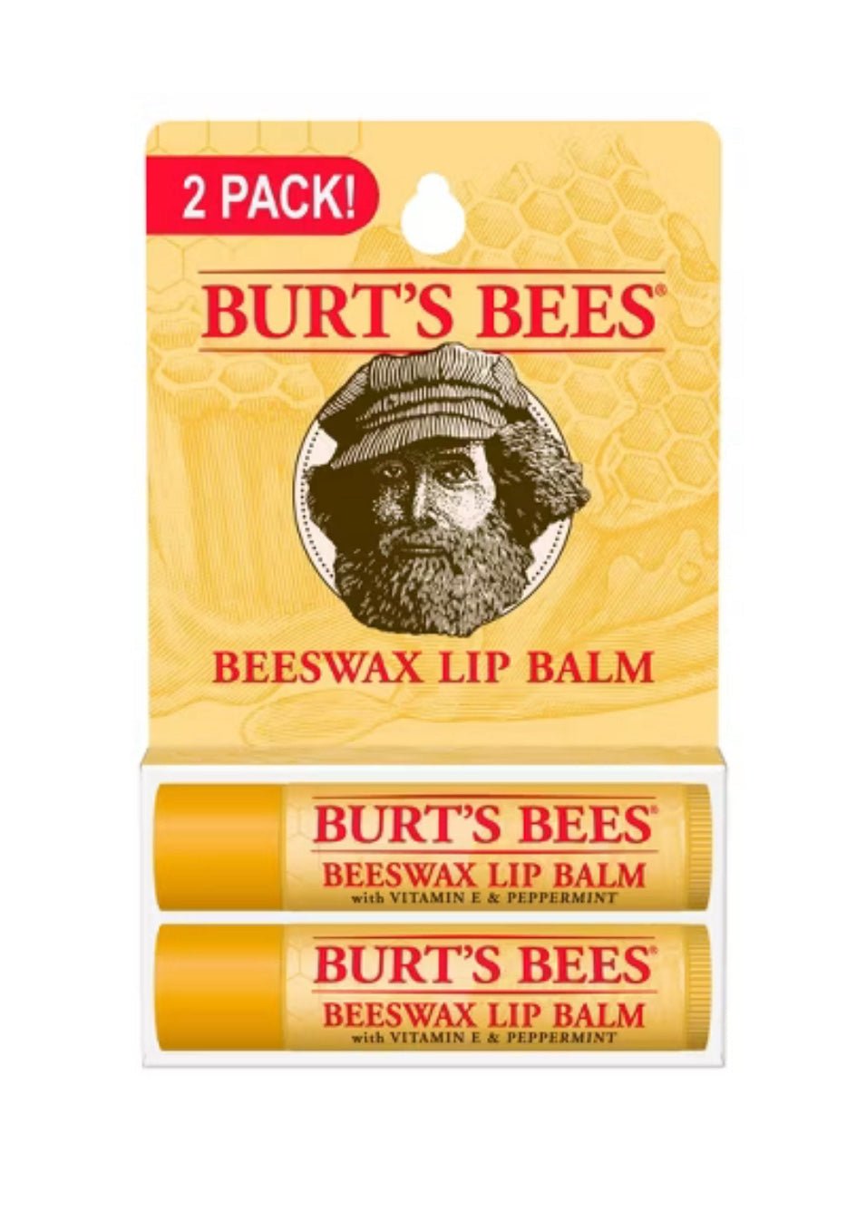 Burt's Bees 100% Natural Origin Moisturizing Lip Balm, Original Beeswax, 2 Tubes in Blister Box - SkyWaves