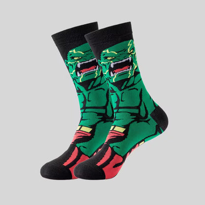SkyWaves Cartoon Novelty Crew Socks – Mid-Calf Unisex, 5-Pack
