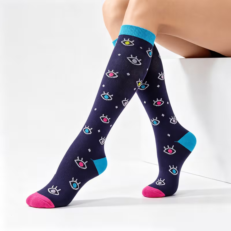 SkyWaves Fun Pattern Knee-High Sports Socks – Unisex, 3-Pack