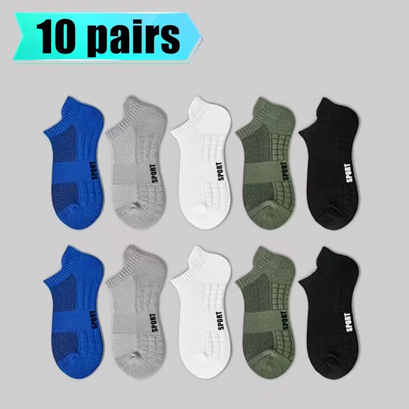 SkyWaves Cushioned Anti-Slip Running Socks – Moisture-Wicking Towel Bottom | 5-Pack