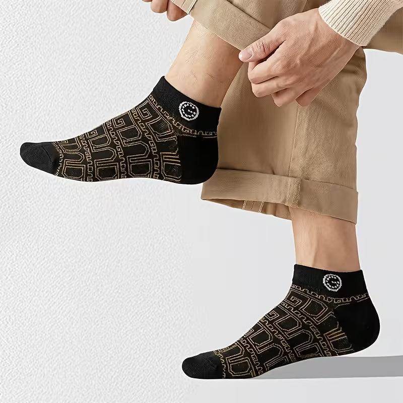 SkyWaves Spring/Summer Fashion Boat Socks – Breathable Low-Cut Retro Campus Style | 5-Pack