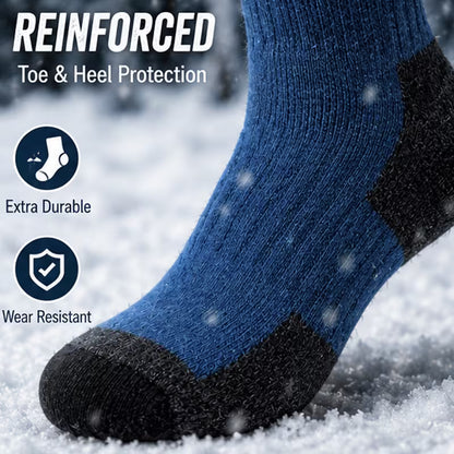 SkyWaves Men's Thick & Warm Fleece Winter Crew Socks – Moisture-Absorbing Durable Knit | 4-Pack