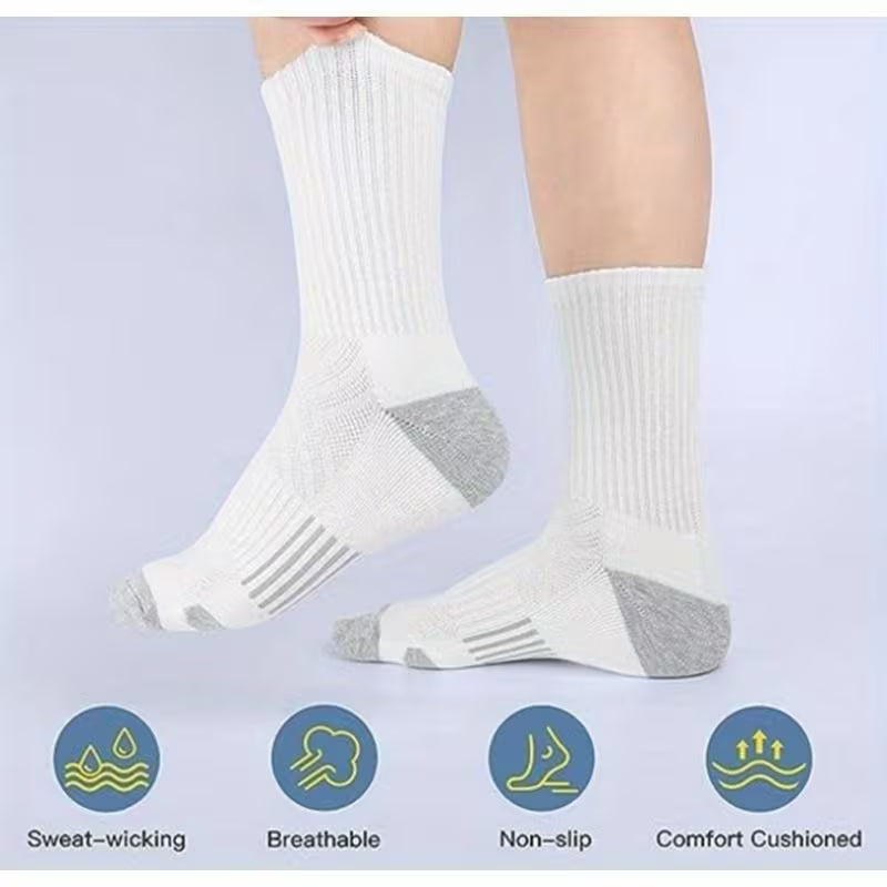 SkyWaves Men's Plus Size Athletic Mid Socks – Moisture-Wicking Reinforced Comfort | 5-Pack