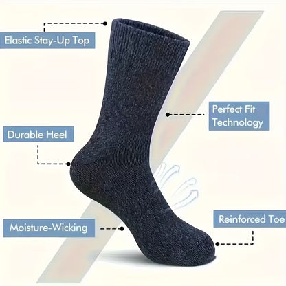 SkyWaves Unisex Thermal Terry Flannel Winter Hiking Socks – Warm Bed & Outdoor | 3-Pack