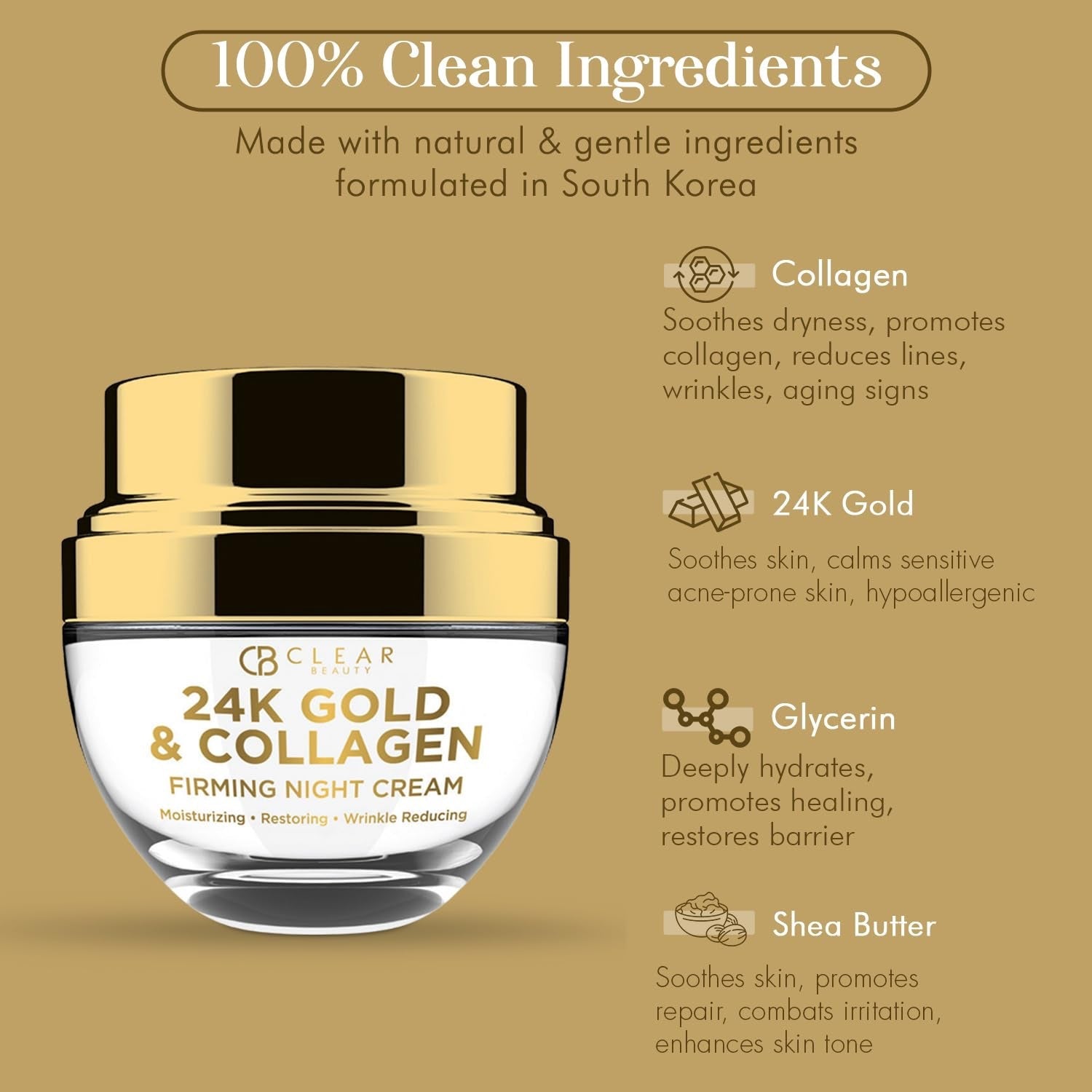 Clear Beauty - 24k Gold & Collagen Firming Day Cream - SkyWaves