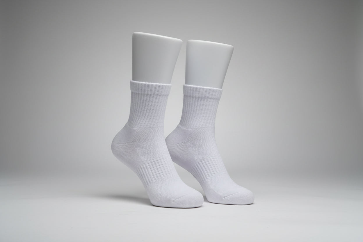 Cotton Crew Socks 3 - Pack - White SkyWaves© - SkyWaves