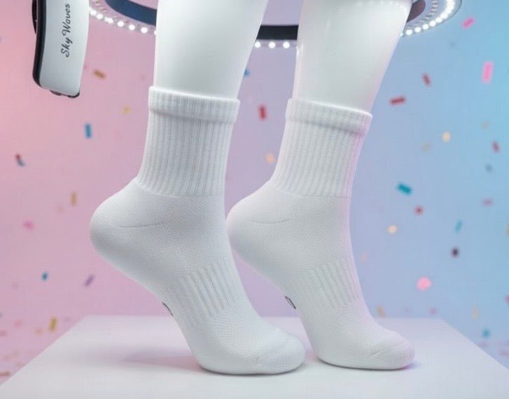 Cotton Crew Socks 3 - Pack - White SkyWaves© - SkyWaves