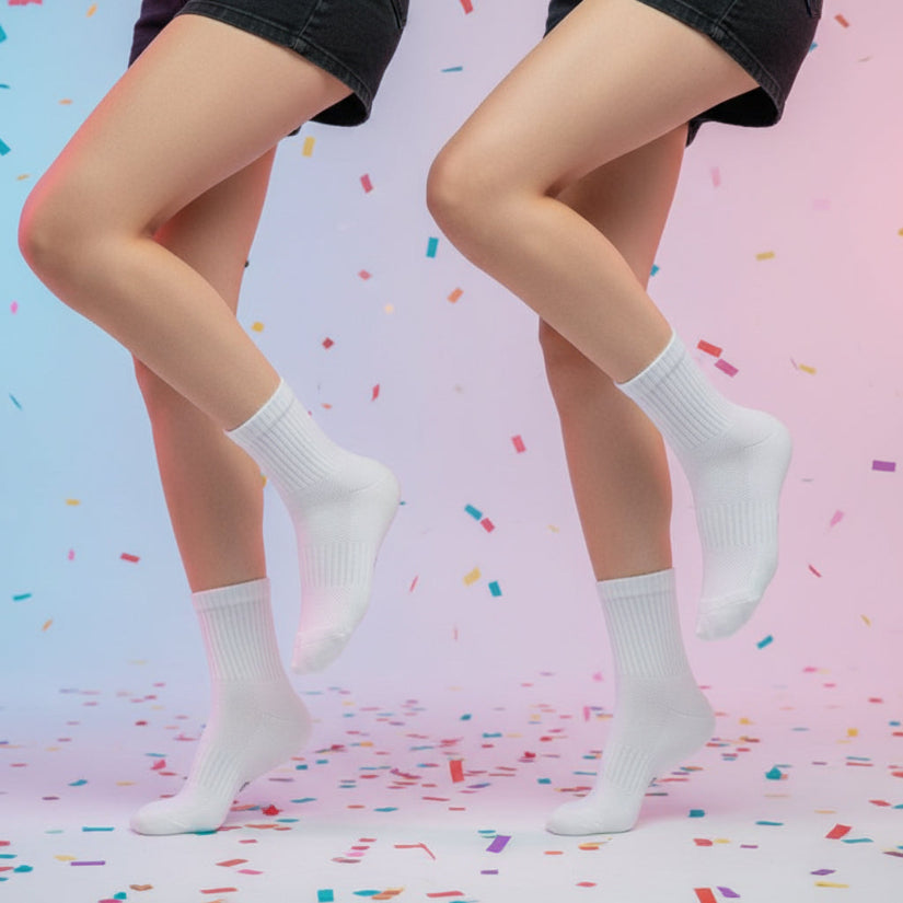 Cotton Crew Socks 3 - Pack - White SkyWaves© - SkyWaves