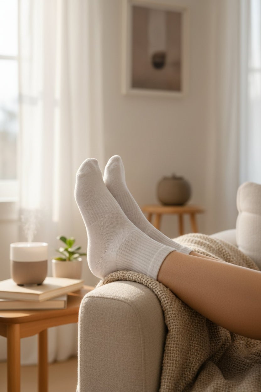 Cotton Crew Socks - White - Coolmax Technology - SkyWaves