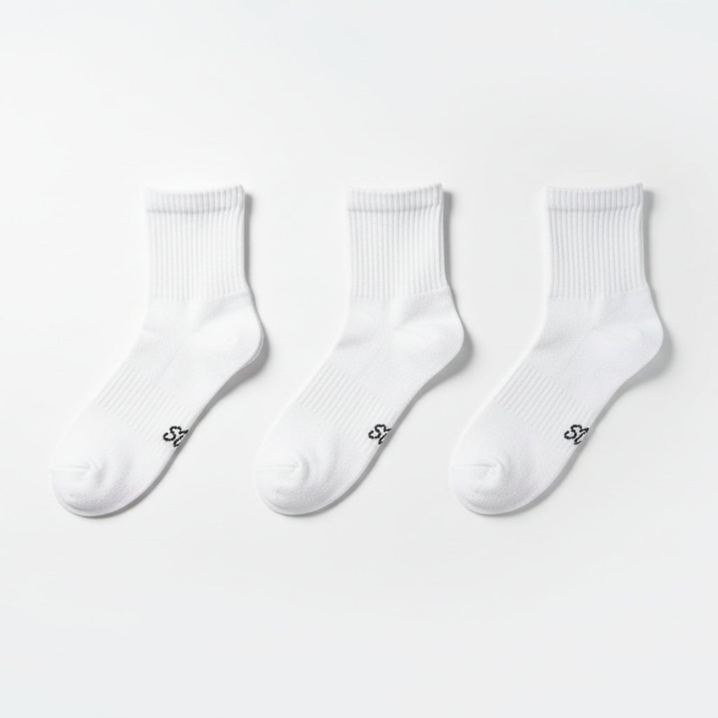 Cotton Crew Socks - White - Coolmax Technology - SkyWaves