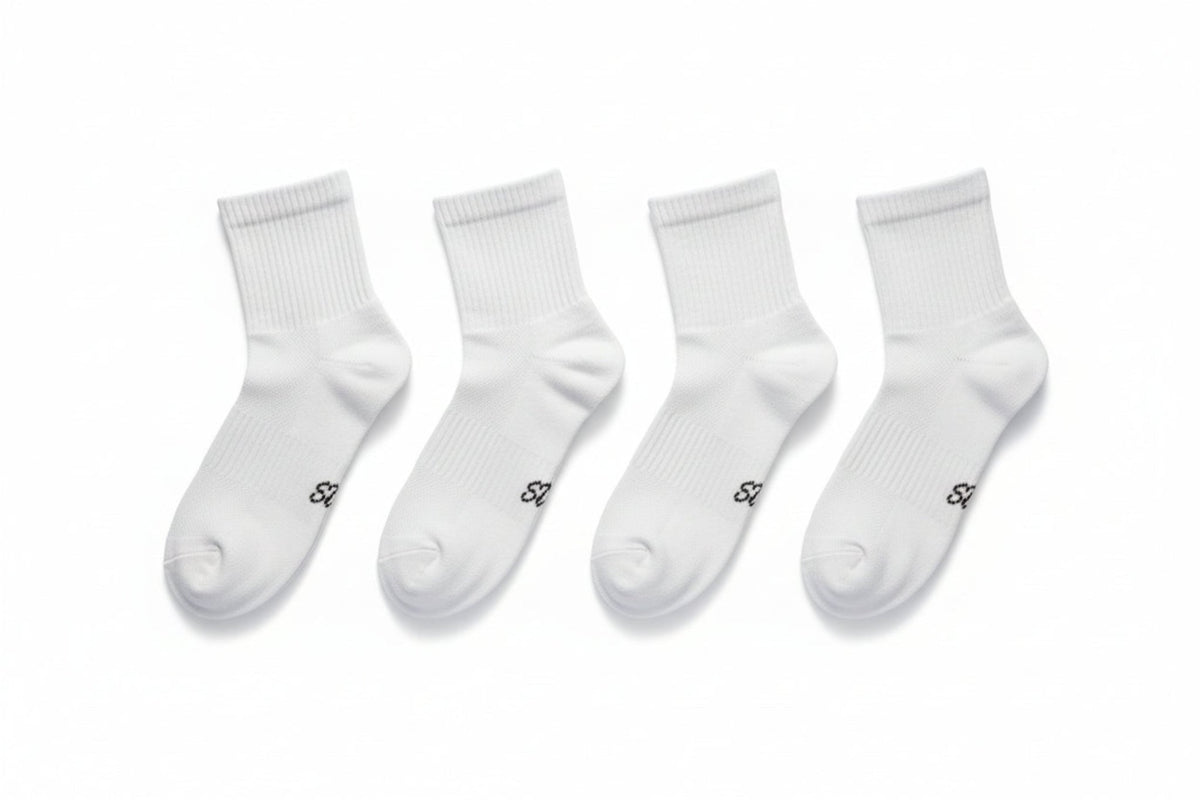 Cotton Crew Socks - White - Coolmax Technology - SkyWaves