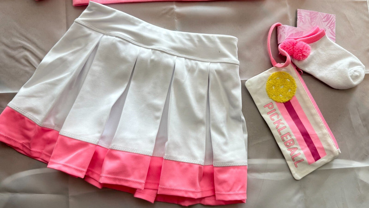 Girls Activewear outfit size 4 - 5/6 Pickleball Club Cotton Candy Pink Set - SkyWaves