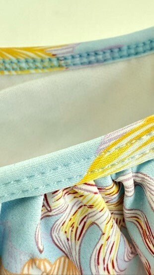 Girls BohoTropical One Shoulder Bikini,Toddler, Floral with Ripples swim - ware. - SkyWaves