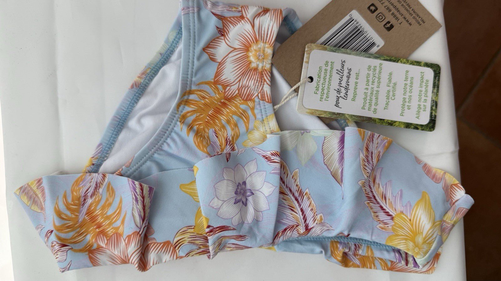 Girls BohoTropical One Shoulder Bikini,Toddler, Floral with Ripples swim - ware. - SkyWaves