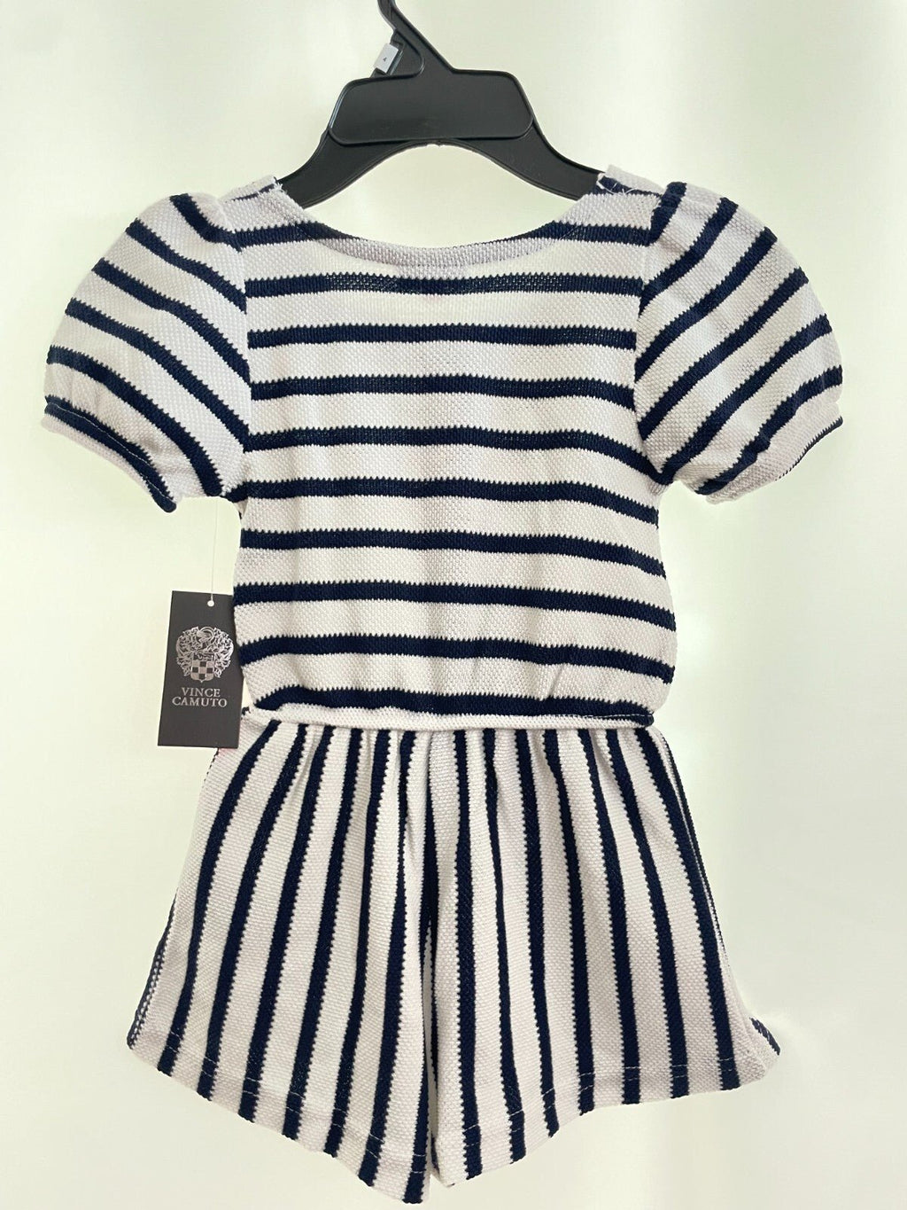 Girls Rompers in White & Black, Short Sleeve Striped Jumpsuits for little Girls. - SkyWaves