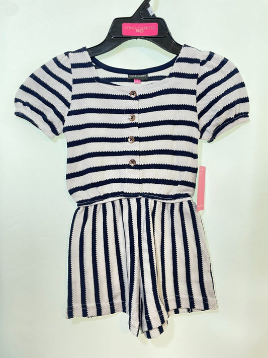 Girls Rompers in White & Black, Short Sleeve Striped Jumpsuits for little Girls. - SkyWaves