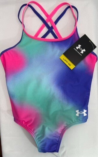 Girls Swimsuit, small, size 4, one piece, New, Polka Party by Under Armour - SkyWaves
