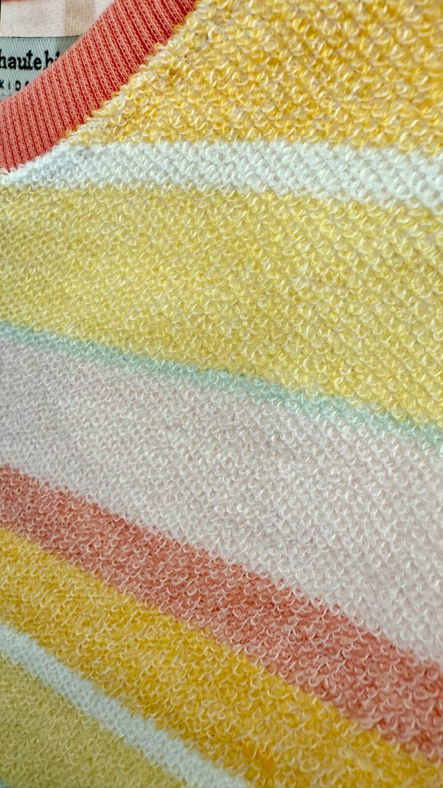 Little Girls Striped Reverse French Terry Sweatshirt and Shorts Set, with Bag. - SkyWaves