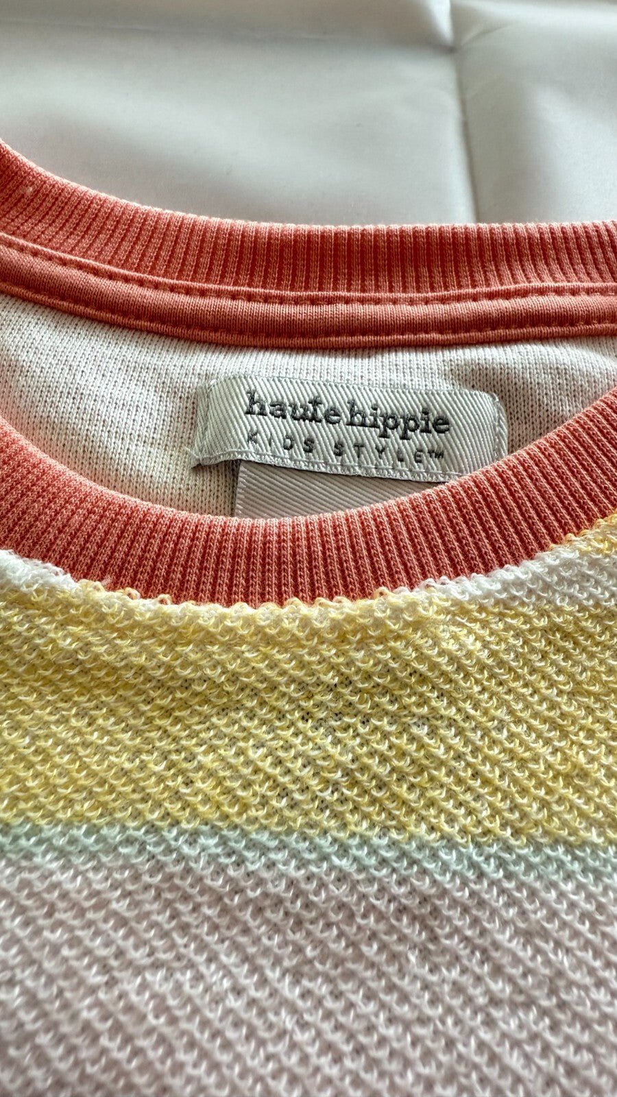 Little Girls Striped Reverse French Terry Sweatshirt and Shorts Set, with Bag. - SkyWaves