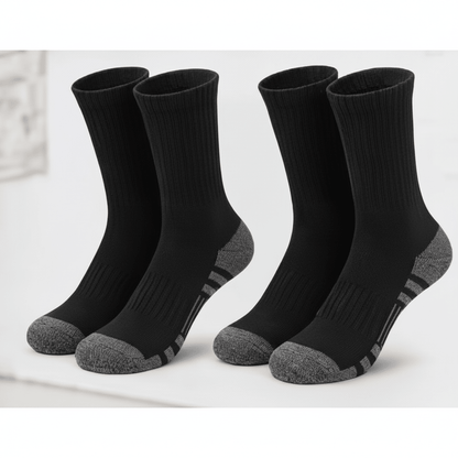 SkyWaves Men's Plus Size Athletic Mid Socks – Moisture-Wicking Reinforced Comfort | 5-Pack - SkyWaves