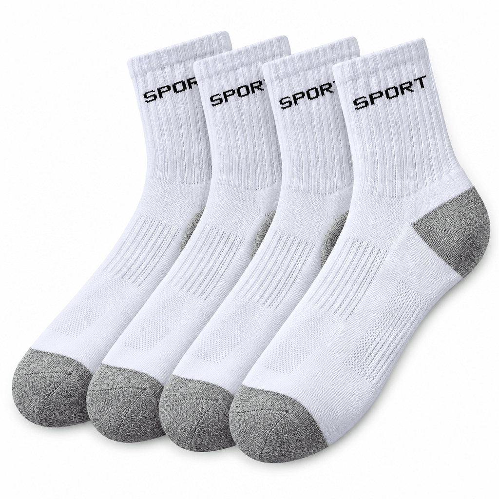 SkyWaves Men's Plus Size Tactical Crew Socks – Reinforced Grey | 3-Pack & 4-Pack - SkyWaves