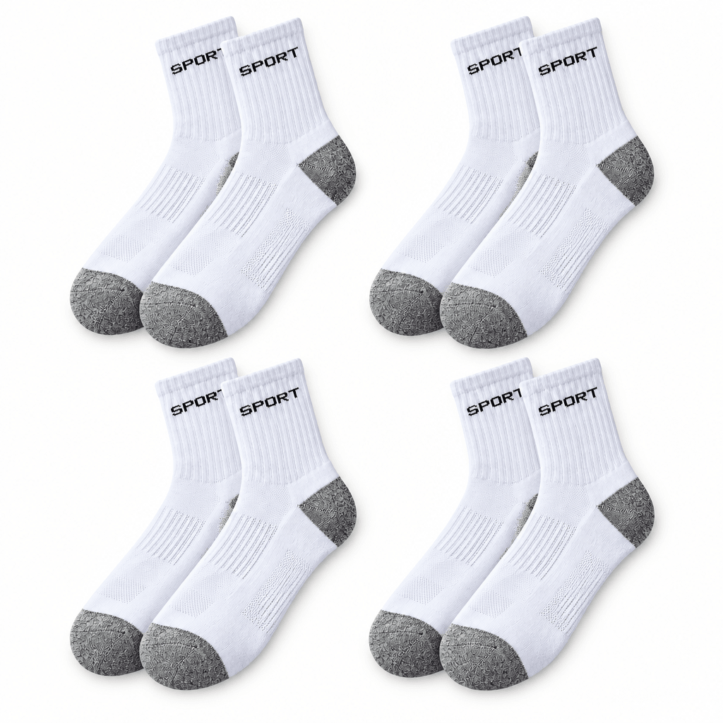 SkyWaves Men's Plus Size Tactical Crew Socks – Reinforced Grey | 3-Pack & 4-Pack - SkyWaves