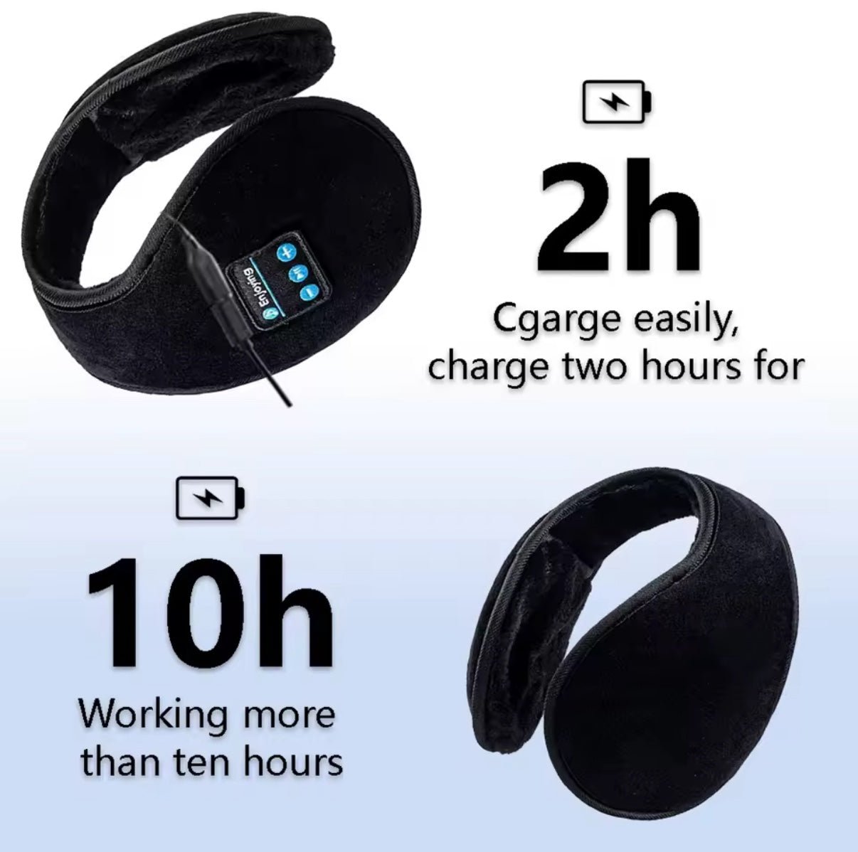 Wireless Bluetooth Earmuffs - Winter Ear Warmers with Built - in Speakers & Mic - SkyWaves